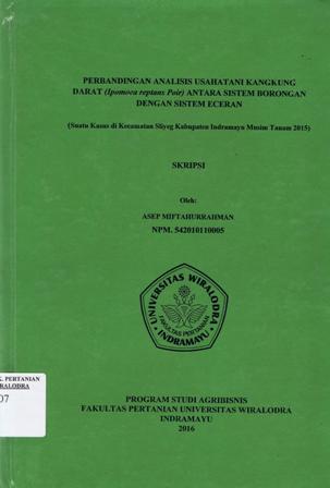 Cover of Perbandingan Analisis Usahatani Kangkung Darat Sistem Borongan dengan Sistem Eceran