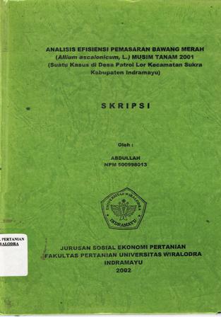 Cover of Analisis Efisiensi Pemasaran Bawang Merah Musim Tanam 2001