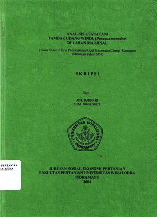 Cover of Analisis Usahatani Tambak Udang Windu di Lahan Marjinal