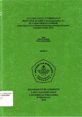 Cover of Analisis Usaha Pembesaran Ikan Lele Dumbo di Lahan Bekas Tambak