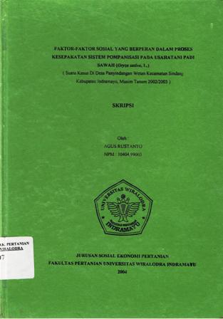 Cover of Faktor-faktor yang Berperan dalam Proses Kesepakatan Sistem Pompanisasi pada Usahatani Padi Sawah