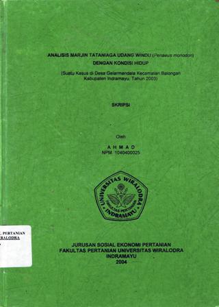 Cover of Analisis Marjin Tataniaga Udang Windu dengan Kondisi Hidup