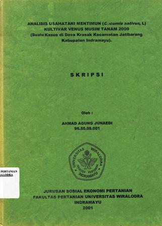 Cover of Analisis Usahatani Mentimun Kultivar Venus Musim Tanam 2000