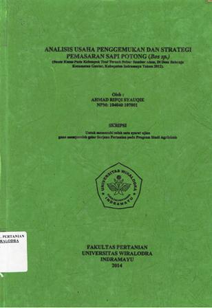 Cover of Analisis Usaha Penggemukan dan Strategi Pemasaran Sapi Potong 